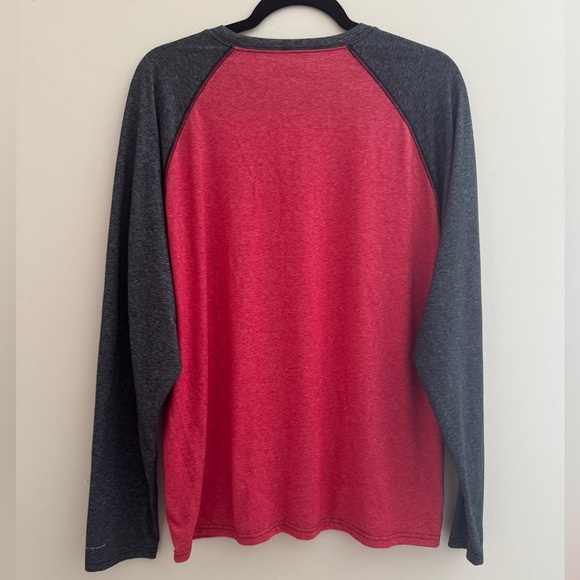 Columbia Thistletown Park Raglan Tee Men’s Size Large Long Sleeve Red Dark Grey - Picture 3 of 7